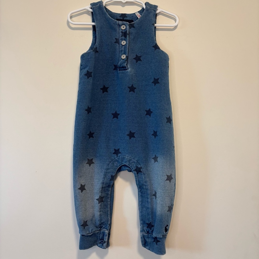 Joules Blue Star Frankie Print Sleeveless Romper Pants Baby Toddler 9-12 Months